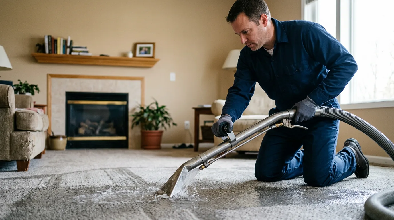 Water damage restoration technician working near Barryton, MI